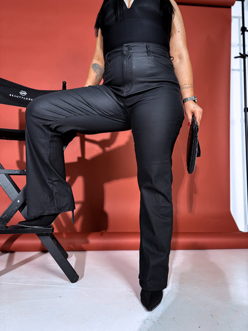 WIDE LEG bikses HM6709 "BLACK LEATHER"